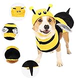 Spooktacular Creations Pet Dog Bee Costume with 3D Bee Hat, Silver Wings for Halloween Dress-up Party, Role Play, Carnival Cosplay, Holiday Decorations Clothes (Large)