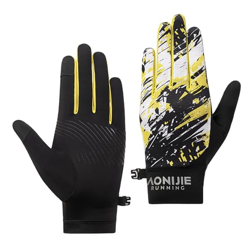 AONIJIE Winter Warm Ski Gloves, Breathable and Non-Slip Cycling Gloves for Men and Women, Suitable for Running, Skiing, Cycling (Yellow,Small)