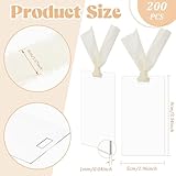 Noveread 200 Pcs Wedding Blank Rectangle Acrylic Place Cards Wedding Reserved Signs for Chairs Acrylic Name Tags Seat Tags with Ribbons for Table Settings Numbers Guest Names Dinner Party (Clear)