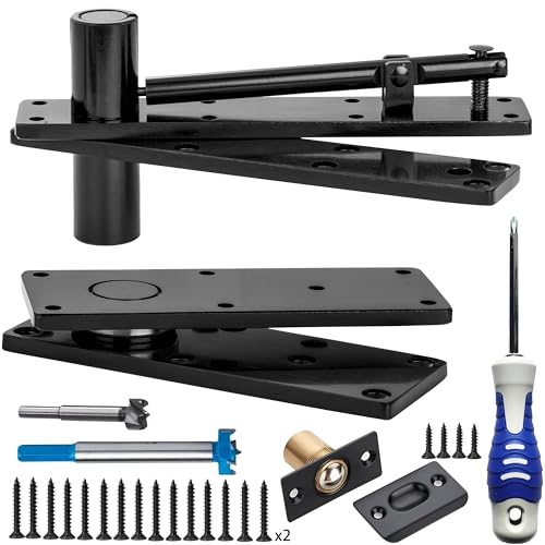 Hidden Door Hinge,870Lbs Load-Bearing，Larger Thickened Solid Steel Structure - Heavy Duty 360° Swinging Pivot Hinge for Large Secret Doors, Bookcase, Murphy & Shelf Doors (Patent Pending)