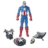 Spider-Man Hasbro E8683 Maximum Venom Titan Hero Venom Captain America with Starter, Projectile, 6 Accessories, from 4 Years