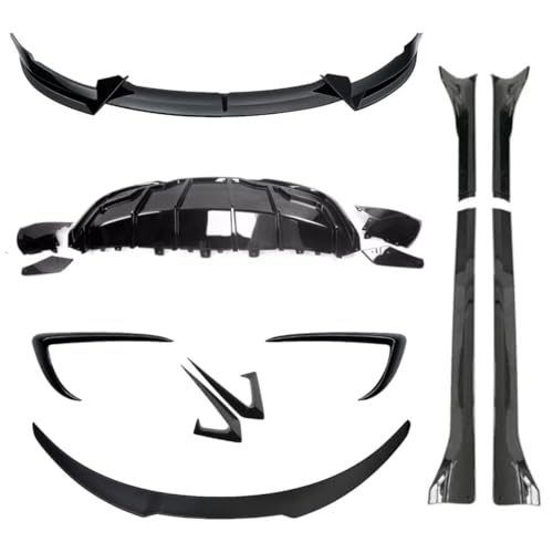 Tesla Model Y Body Kit Full Aero Package for 2019-2024, Rear Bumper Diffuser, Side Skirts, Front Splitter Lip, Spoiler, Fog Light Eyebrow Side Camera Cover (Style A, Glossy Black)