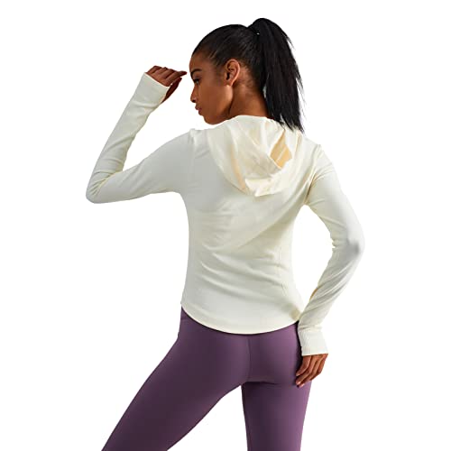 sphinx cat Womens Hooded Athletic Long Sleeve Running Shirts Workout Yoga Tops with Thumb Holes Slim Fit OFFWHITE M