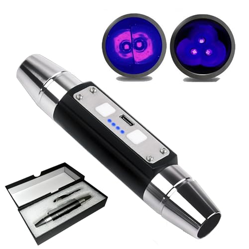 Shortwave 254nm UVC & Longwave 395nm 365nm UVA LED Flashlight, Yooperlites, Calcite, Fluorescent Minerals Phosphor, Counterfeit Currency, Tagged Stamps Detector UV LED Torch with ZWB3 Filter Glass