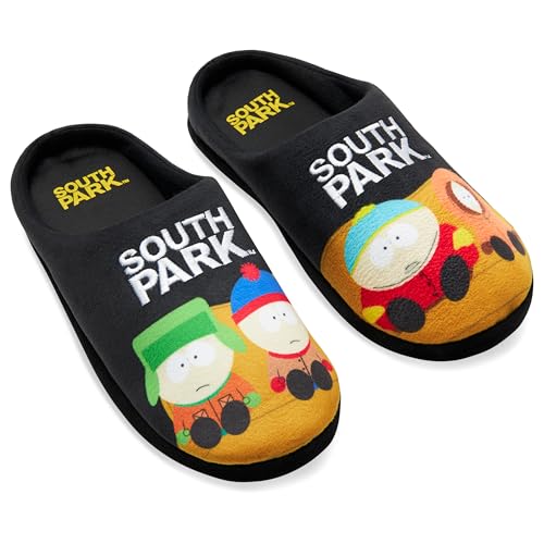 South Park Men’s Mule Slippers, Non Slip Cosy House Shoes - Funny Gifts for Men (Black/Multi, 13 US)