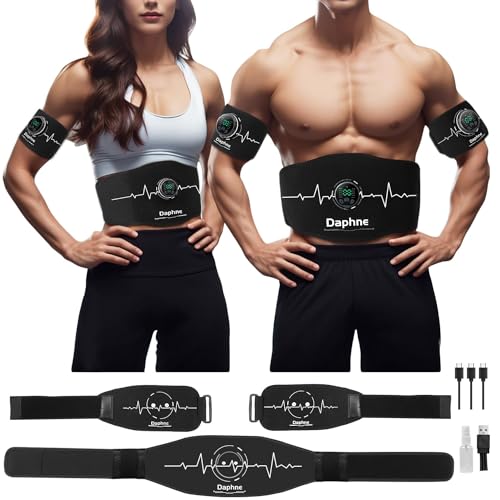 Daphne ABS Stimulator, Ab Stimulator Muscle Toner, Effective Muscle Stimulator for Abdomen, Arms, Legs, Home Office Abdominal Toning Belt, Fitness Workout Equipment for Men,Women White