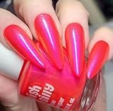 Firecracker Glow - Fuchsia Red Pink Orange "NEON Glow Pop Collection" MultiColor Shifting: Mylar Oil Slick/Polish Me Silly Nail Polish