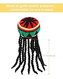 Hicarer 6 Pcs Halloween Rasta Hat with Black Dreadlocks Rasta Wig with Cap Reggae Jamaican Hat with Long Braided Synthetic Hair for Party Costume Accessory