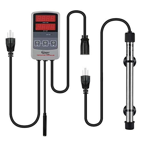 hygger Pinpoint Saltwater Aquarium Heater with Digital Thermostat IC Temp Controller, Titanium Tube Submersible Fish Tank Heater for Coral Reef 500 Watt