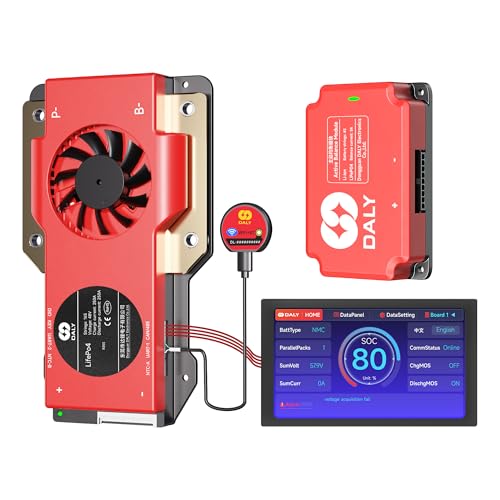 DALY BMS Balance 48V 250A Display - 5A Active Balance BMS 16S with 4.3 Inch LCD Touch Screen WiFi Bluetooth Module Supports RS485 CAN for LiFePO4 Battery Pack Golf Carts Electric Outboard Motors Solar