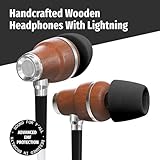 Symphonized Premium Wooden Airtube Headphones EMF Earbuds, 3D Sound, Microphone Volume Control, 8mm Bass Drivers Granting High Audio Quality MFI Certified