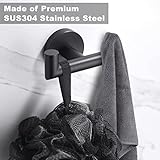 Towel Hooks for Bathrooms,Matte Black Towel Hook for Kitchen Bathroom,SUS304 Stainless Steel Coat Hook,Heavy Duty Double Towels Holder Hooks for Hanging Towels,Coats,sponges,Clothes,Wall Mount,2 Pack