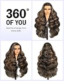 MEGALOOK Highlight Ombre HD 13x4 Lace Front Wigs Human Hair Pre Plucked 200% Density Balayage Wig Human Hair Body Wave Lace Front Wigs Human Hair for Women FB27# 24 Inch