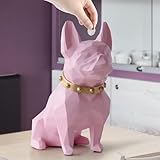 Zyqixluk French Bulldog Home Decoration Sculpture Resin Bulldog Statue,Doggy Piggy Bank Modern Decor,Animal Art Figurines,for Office, Desk, Dining Room, Bedroom Decoration,Pink