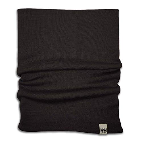 100% Merino Wool - Midweight Neck Gaiter - Skiing Neck Warmer - Winter Face Mask - Multipurpose Headwear - Black - Moisture Wicking Neck Wear