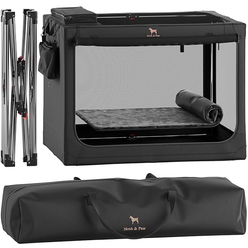 Noah & Paw Collapsible Dog Crate 42 Inch, XXL Dog Crate for XXL, XL, Large Breeds, Travel Kennel for Car, Includes Pet Mat for Pet Cage, 2 Storage Pockets, Handbag, 10mm Locking Zippers 42 * 31 * 31