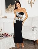 BELLA BARNETT Strapless Two Piece Skirt Set for Women Bandage Dress Rhinestone Flower Cocktail Dress Sexy Two Piece Outfits for Women Birthday Dress