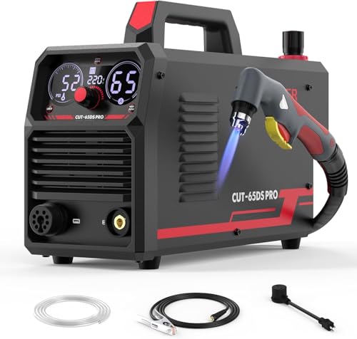 YESWELDER Plasma Cutter 65Amp Non-High Frequency Non-Touch Pilot Arc, Digital Display DC Inverter 110/220V Dual Voltage Blowback Plasma Cutting Machine CUT-65DS PRO