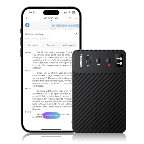 AI Voice Recorder, Free Transcribe & Summarize AI Audio Recorder, Support 121 Languages, 64GB Memory, Wireless Charging, App/Web Control, Digital Recorder for Lectures, Meetings, Calls, Black