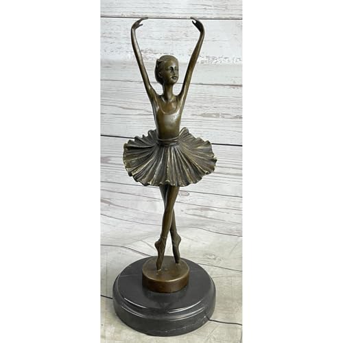 Fifth Position Ballerina Ballet Dancer Bronze Sculpture Statue Figure On Marble Base Brown Finish Handmade