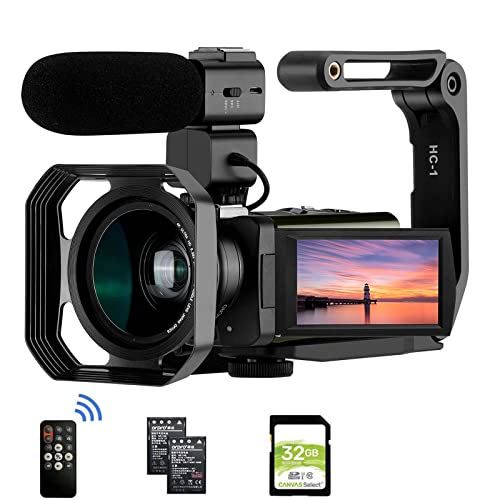 ORDRO 4K Video Camera Camcorder, AX65 4K Ultra HD Camera w/12x Optical Zoom 100x Intelligent Zoom for Vlogging, WiFi UHD Camcorder 3.5" IPS Touch Screen w/Mic Wide Angle Lens