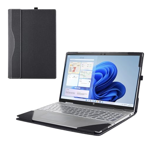RUNMEIJIA Laptop Case Cover for Lenovo V15 Gen 5/Gen 4/Gen3/ Gen2 15.6 inch (NOT Working with Other Lenovo Models). 2-in-1 PU Leather Shell Notebook Sleeve(Black)
