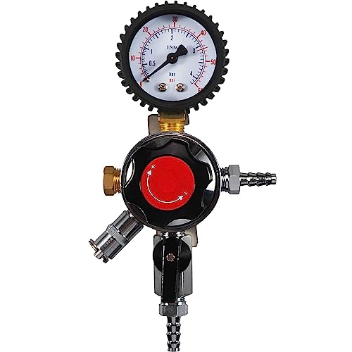LUCKEG Draft Beer Secondary Regulator bar Wall Regulator with Single 5/16" Outlet Barb 0-60PSI Single Guage Co2 regulator nitrogen regulator for Homebrew
