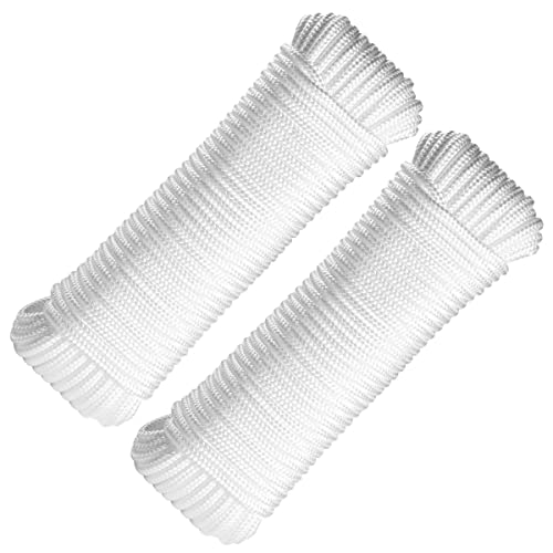 Nylon Rope, Paracord 550 Works Well for Camping Hiking Utility, Good for Clothesline, Tie, Pull, Swing and More - 1/4 Inch by 50 Ft. White - 2 Pack