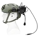 HEARFALCOM Double Comta iii Tactical Headset ARC Helmet Rail Mount Civilian Version and PTT Adapter U94 PTT Compatible Kenwood Plug Walkie-Talkie (BK)