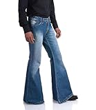 Men's Vintage Bell Bottom Jeans 60s 70s Outfits for Men,Mens Bell Bottoms Disco Pants Flared Jeans Bule