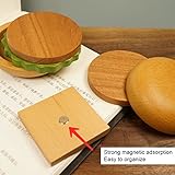 Tissting 6 Pcs Hamburger Coaster Set with Magnet, 3.3 x 3.54 Inch Burger Shape Synthetic Wood Heat Insulation Drink Coasters Tabletop Protection for Kitchen Decoration