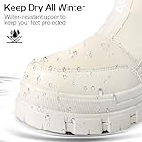 Viapipa Winter Boots for Women Waterproof, White Snow Boots for Women, Womens Mid Calf Low Heel Zip Up Anti-Slip Warm Booties Comfortable for Outdoor Walking Hiking, Size 7