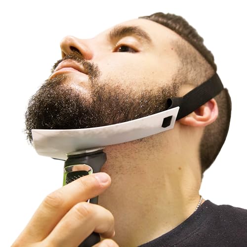 Aberlite FlexShaper 2.0 - Beard Shaper for Men - Hands-Free & Flexible Neckline Guide - Beard Trimmer Tool - Lineup Stencil Kit - White