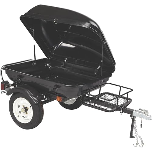 Ultra-Tow Tag-Along Pull Behind Motorcycle Cargo Trailer - Steel Frame, 16.6 Cu.Ft. Storage, 600-Lb. Load Capacity