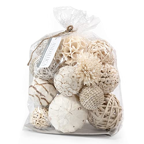 ANDALUCA Large Decorative Balls Bowl Filler Decor Orbs White & Cream (Natural White)
