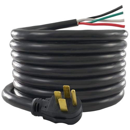 Conntek 14302 RV/Generator Power Cord 30-Foot 50 Amp Male Plug to Bare Wire, Black