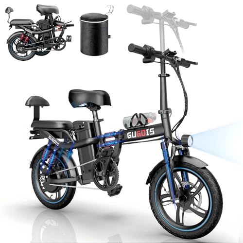 Rakowe Electric Bike for Adults, 750W/1000W Peak Motor with Max 45/60Miles PAS Range & 28/32MPH EBike, 16" Folding Electric Bicycles with 720/960Wh Removable Battery