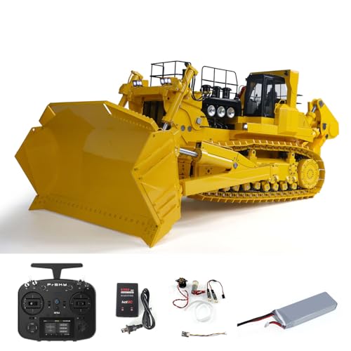 wheelfun Metal JDMODEL 1/14 RC Hydraulic Bulldozer 575 Smoking Huge Dozer Heavy Machine Frsky X14 Radio Battery RTR Mix Controlled Car Hobby Model for Adult