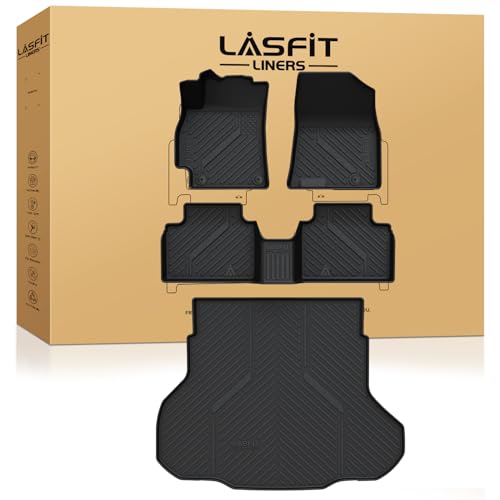 LASFIT Floor Mats & Cargo Mat for Kia K4 2025 All Weather TPE Custom Fit Floor Liner 1st & 2nd Row Full Set Car Mats and Trunk Mat Accessoires, Black