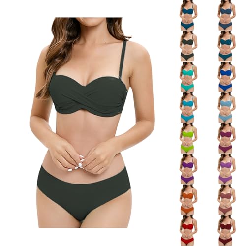 Online Shopping Women's Bikini Sets Two Piece Backless Padded Bikini Swimsuits Fashion Adjustable Strap Push up Sexy Tankini Swimwear Swimsuit