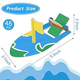 Deekin 48 Packs DIY Wood Sailboat Craft Wooden Boat Toy Rubber Band Paddle Model Boat Kits to Build and Paint for DIY Craft Gift Birthday Carnival Party, 5.51 x 2.76 Inch