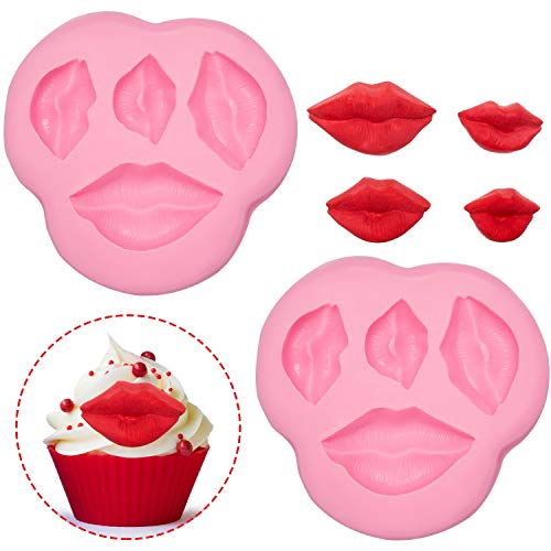 2 Pieces Lips Silicone Fondant Molds Valentine's Day Cake Chocolate Baking Decoration Mold Tools for Wedding Bachelor Party Supplies