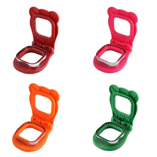 HAN SHENG 4 Pcs Stainless Steel Sandwich Cutter and Sealer Square Sandwiches Cutter Bread Decruster Pancake Maker DIY Cookie Cutters Baking Tools Sandwich Pocket Bread Mold