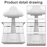 Cloud Rain Humidifier for Bedroom & Large Room Water Drip Humidifier with Remote Waterfall Lamp Mushroom Humidifier Rain Sounds White Noise Humidifier Air Humidifiers for Bedroom Desk (White)