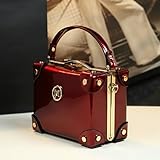 Fashion Women's Top Handle Satchel Handbags Leather Evening Bag Purses large Hard Square Box Shoulder Messenger Bags (Red)