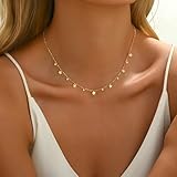 Havopso Gold Chain Necklace for Women 18K Gold Plated Stainless Steel Necklace Dainty Star Choker Chains Simple Delicate Minimalist Trendy Jewelry