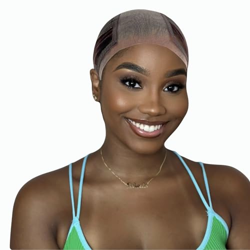 Lace Wig Grip Cap for Glueless Wig 4x5 Transparent Lace Reusable Wig Caps, Wig Grip Band for Lace Front Wigs to Keep Wigs in Place, Adjustable Wig Cap with Grip Band Non Slip Cap for Women (Brown)