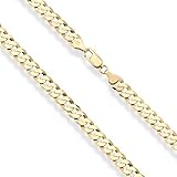 Miabella Solid 18K Gold Over Sterling Silver Italian 7mm Diamond-Cut Cuban Link Curb Chain Necklace for Men Women (Length 22 Inches)