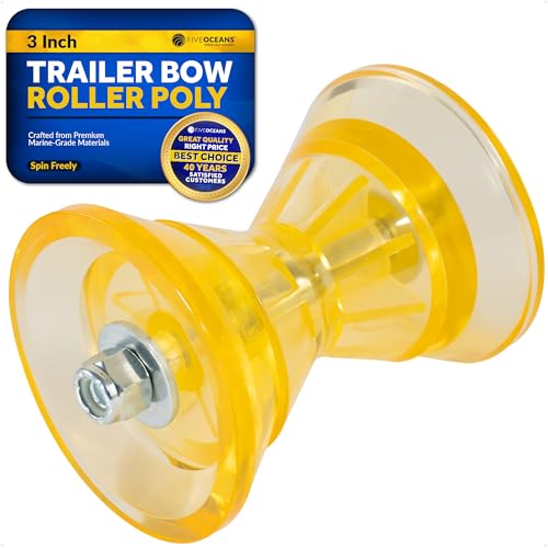 Five Oceans 3-Inch Boat Trailer Roller - Marine Boat Roller for Trailer, Clear Yellow Bow Boat Roller Poly - FO2457