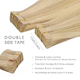 WENNALIFE Tape in Hair Extensions Human Hair, 20pcs 50g 24 inch Light Blonde Highlighted Golden Blonde Remy Hair Extensions Straight Human Hair Tape in Extensions Skin Weft Tape Extensions Human Hair